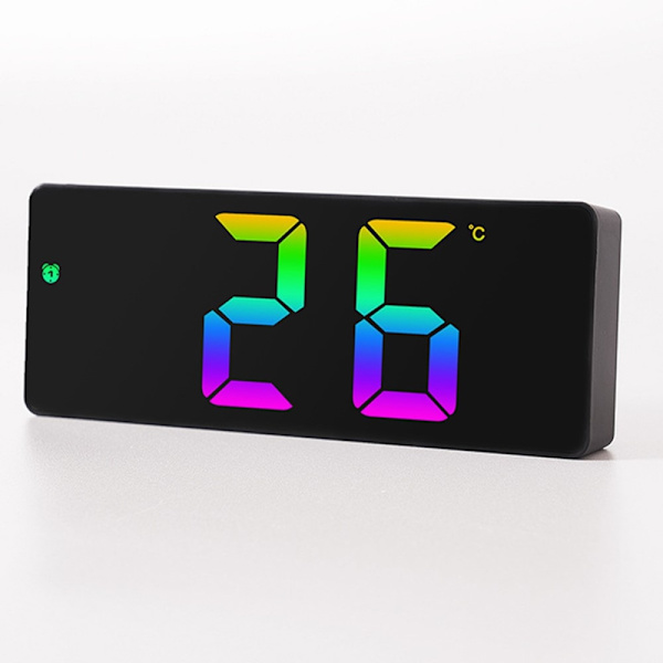 LED-klocka Elektronisk digital väckarklocka Färgglad 12/24H Vit Vit