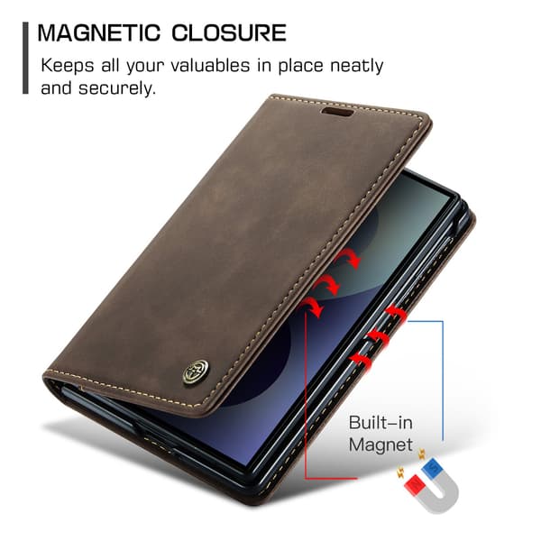CASEME Telefonlommebokdeksel med støtteben til Samsung Galaxy Z Fold8 Brown