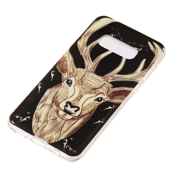 Luminous Glow Pattern Printing TPU Case for Samsung Galaxy S10e - Elk Pattern Black