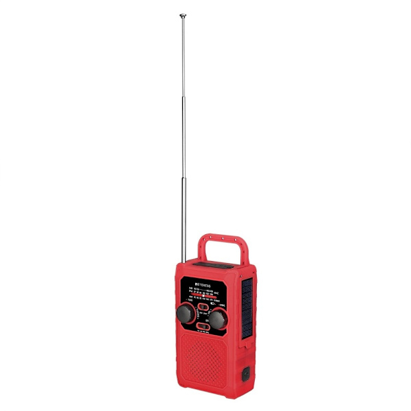 FM/AM/WB/WBAL Radio Handvev 5000mAh solar Ficklampa SOS Röd
