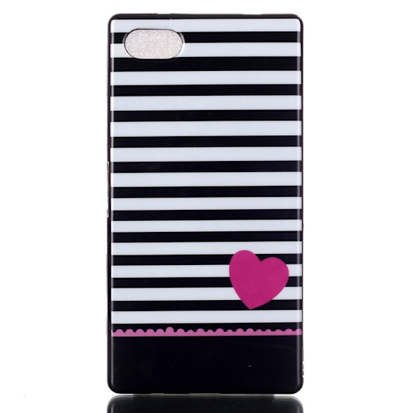 Sony Xperia Z5 Compact TPU Skin Case - Stripes and Heart Multicolor