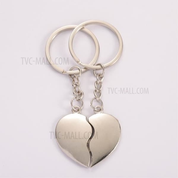 1 pair of love keychains Key ring Valentines Broken heart Hearts Silver