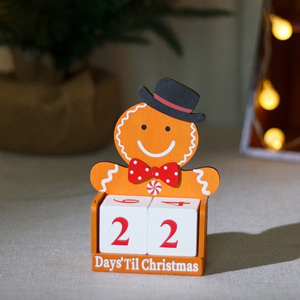 Nedräkning till jul pepparkaksgubbe Trä adventskalender Brun