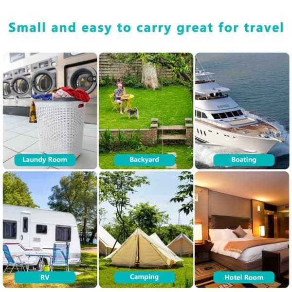 Punch - free clothesline Camping Torkning elastisk klädstreck Svart