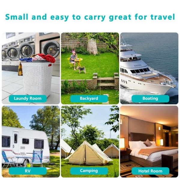 Punch - fri tørresnor Camping Tørrende elastisk tørresnor Black