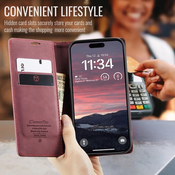 CASEME Retro lompakkokotelo iPhone Air Red
