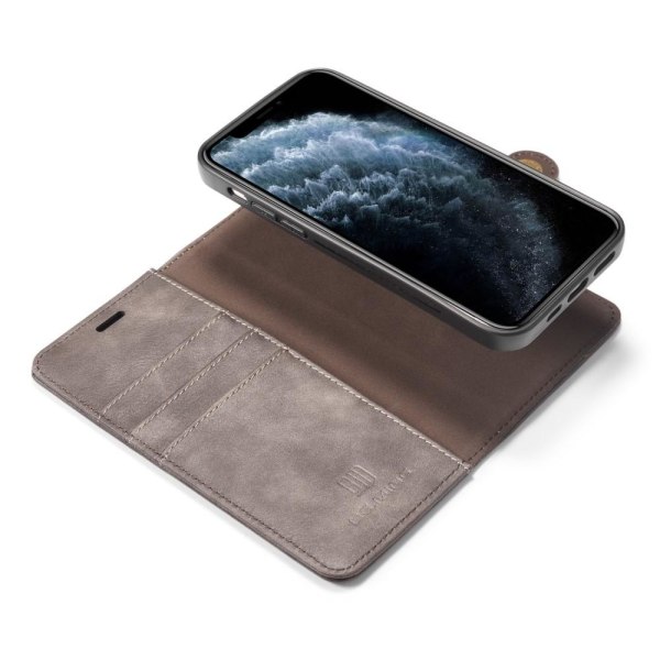 DG.MING iPhone 12 Mini Split Läder Plånboksfodral - Grå Grey
