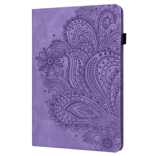 Apple iPad 10.9 2022 Sammenleggbart Veske Kortholder Blomster - Lilla Purple