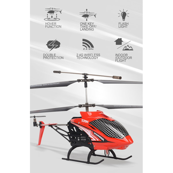 Radiostyret helikopter Smart Altitude Hold RC 2.4G Trådløs Legering 2 Batterier Black