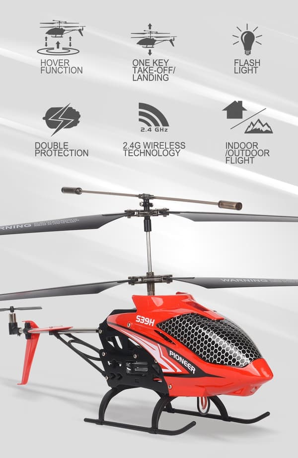 Radiostyrt helikopter Smart høydehold RC 2.4G trådløs legering 2 batterier Black