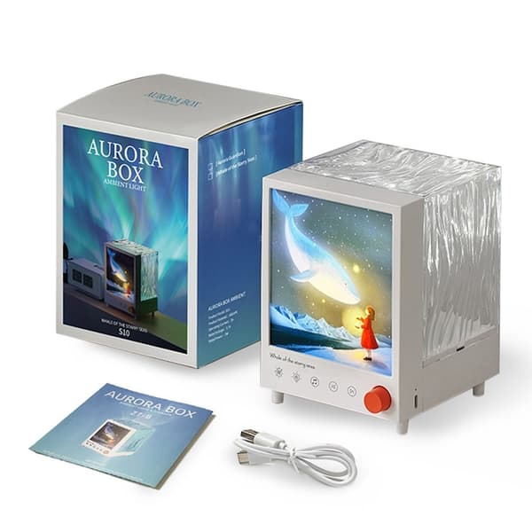 Starry Sky Choice Aurora projeksjonslys drømmeatmosfærelampe Bluetooth-høyttaler White