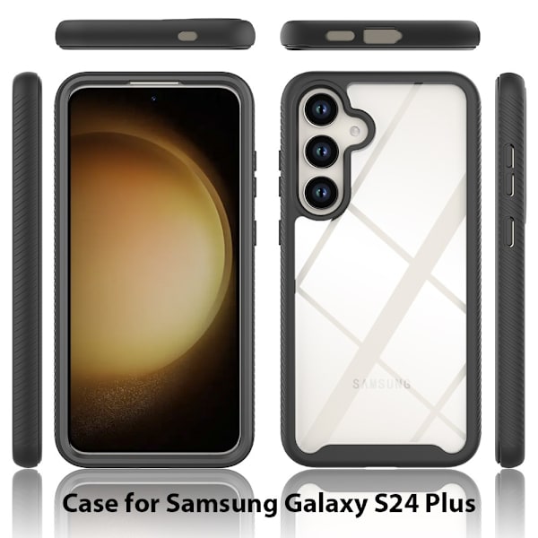 För Samsung Galaxy S24+ skal i PC+TPU med stötdämpande mobilskal Svart