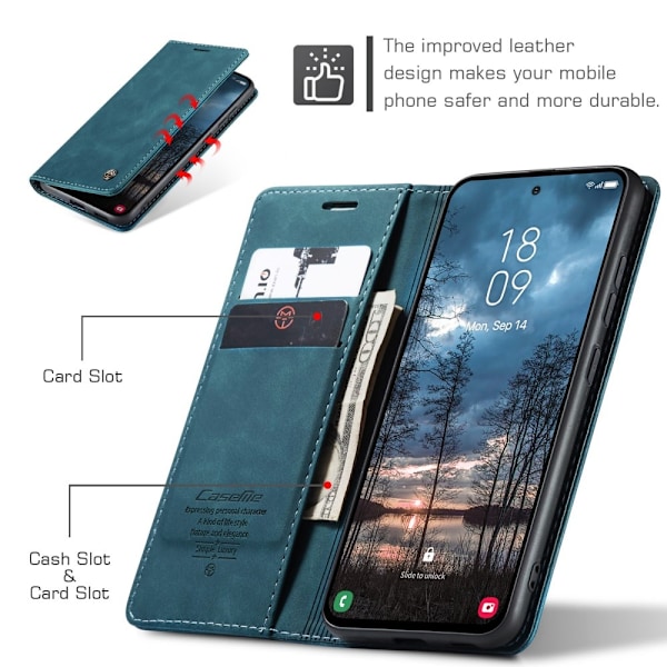 CASEME Retro Lompakkokotelo Samsung Galaxy S25 Edge Blue