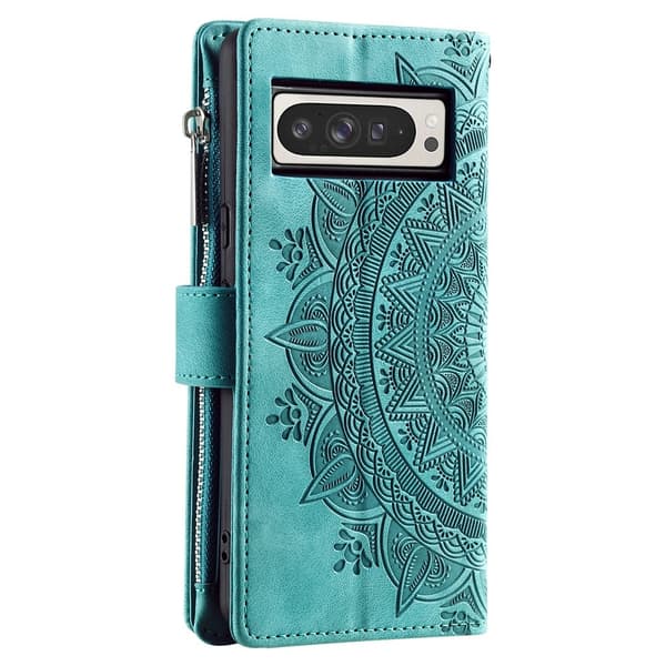 For Google Pixel 10 Pro XL  Lommebok Deksel Shell Mandala Blomstermønster Green