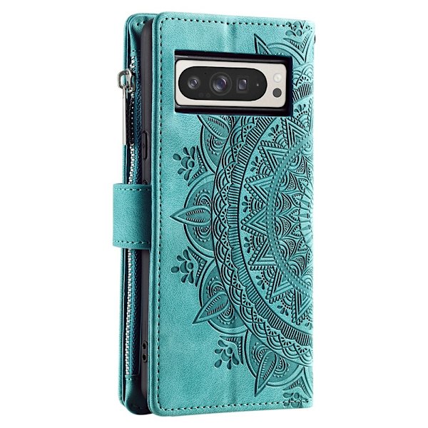 Til Google Pixel 10 Pro XL tegnebogscover Cover Shell Mandala Blomstermønster Green