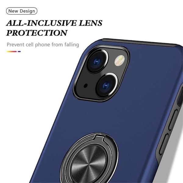 iPhone 14 Plus Hybrid skal med Finger Ring - Blå Blå