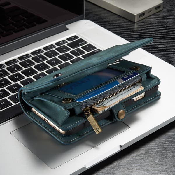CASEME iPhone 6s 6 Retro Split läder plånbokssuojakuori - Sininen Blue