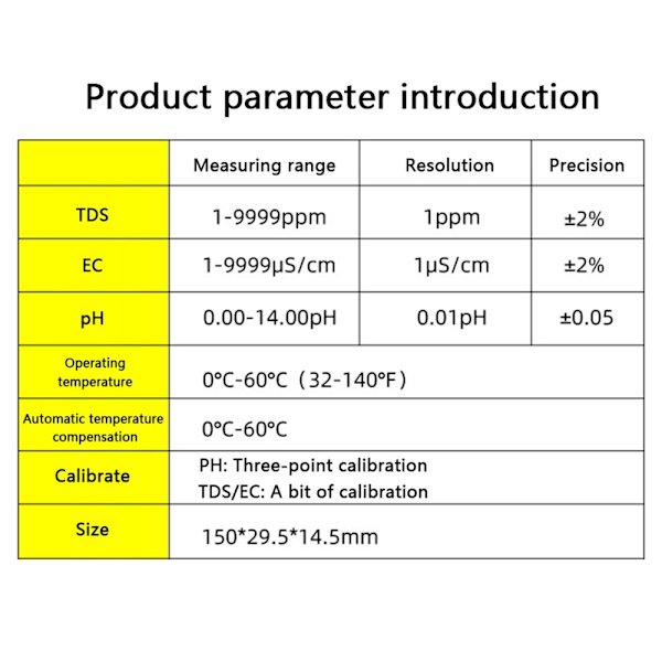 4-i-1 test for vandkvalitet PH TDS EC TEMP testpen White