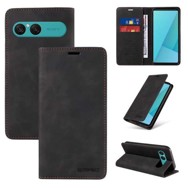 BETOPNICE Wallet Phone Case For Sony Xperia 10 VII Black