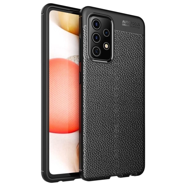 Samsung Galaxy A72 5G TPU Case Shell Litchi Texture - Svart Black