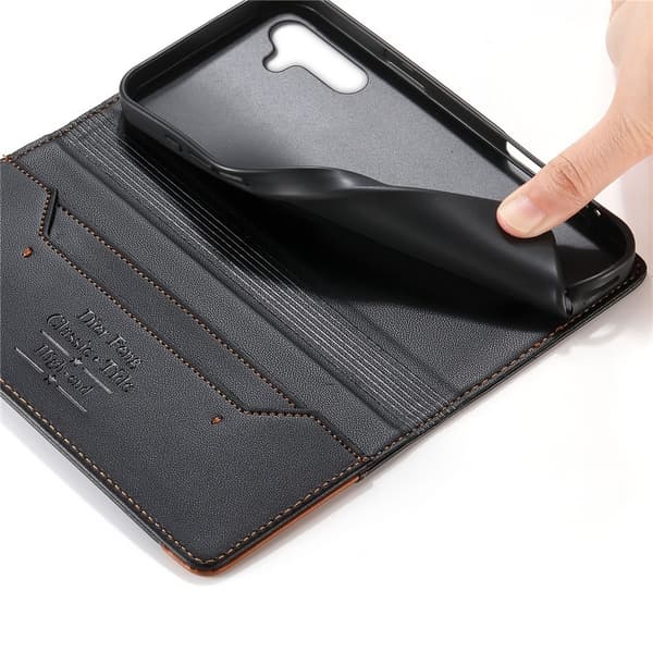 DIERFENG Til Samsung Galaxy A26 / A17 / A16 Lommebokdeksel RFID Beskyttelse Stativ - Svart Black