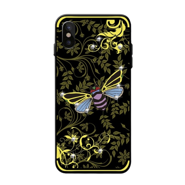 NXE Insect Pattern Rhinestone Decor TPU Cover til iPhone X / XS