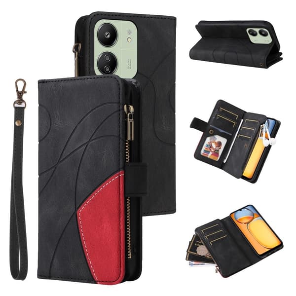 KT lompakkokotelo Xiaomi Redmi 13C:lle - musta - punainen Black