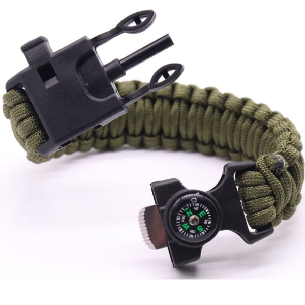 Överlevnadsarmband Survival Emergency Armband - Army Green Grön one size