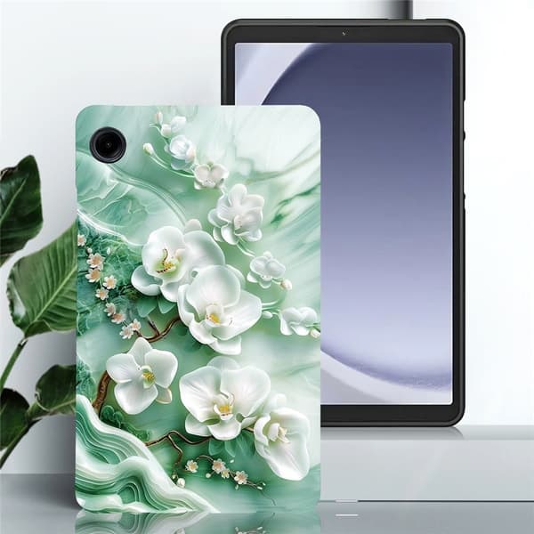 Til Samsung Galaxy Tab A11 / A9 Etui Mønstertryk Slankt TPU Beskyttende Tablet Etui Jade Multicolor