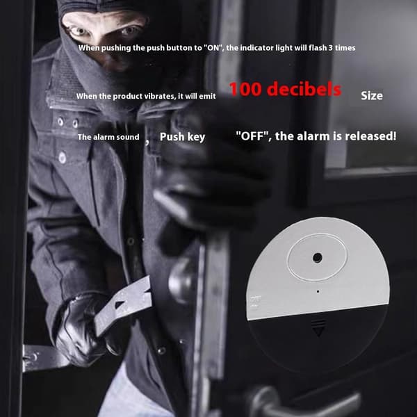 Vibration alarm for door window 125dB Anti-theft alarm Sensor Protection Security Black