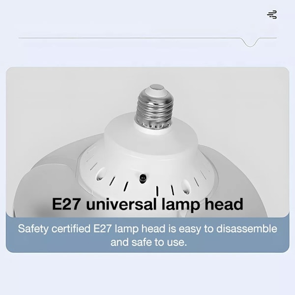 TakFläkt E27 Fläkt Taklampa med Fjärrkontroll APP-kontroll 3 hastigheter Dimbar Vit