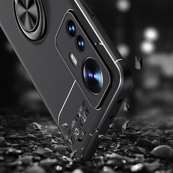 Xiaomi 12 Pro sormirengastuki (sisäänrakennettu metallilevy) kotelo Black