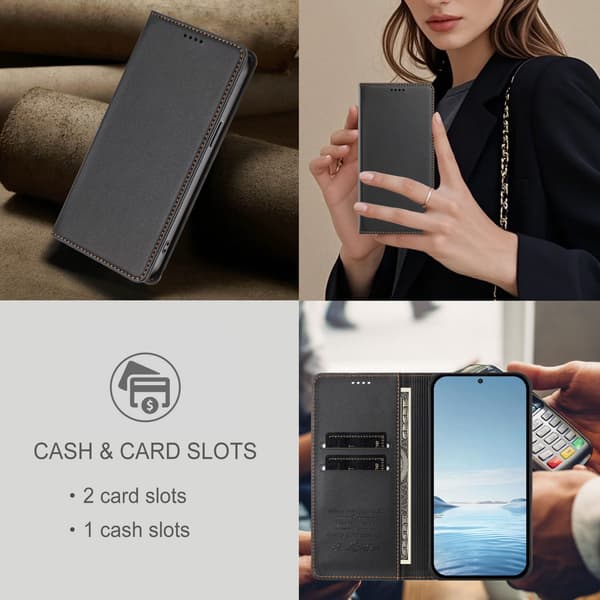 Til Samsung Galaxy S26 Magnetisk Lommebokdeksel Black