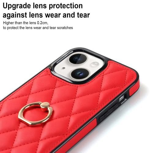 iPhone 14 Case Rhombus Grid Pattern Takakannen Rengastuki - Punainen Red