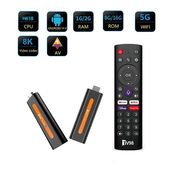 TV-mediasoitin (TV Box) 2+16 Gt, Android 14, 8K, kaksikaistainen Wi-Fi Black