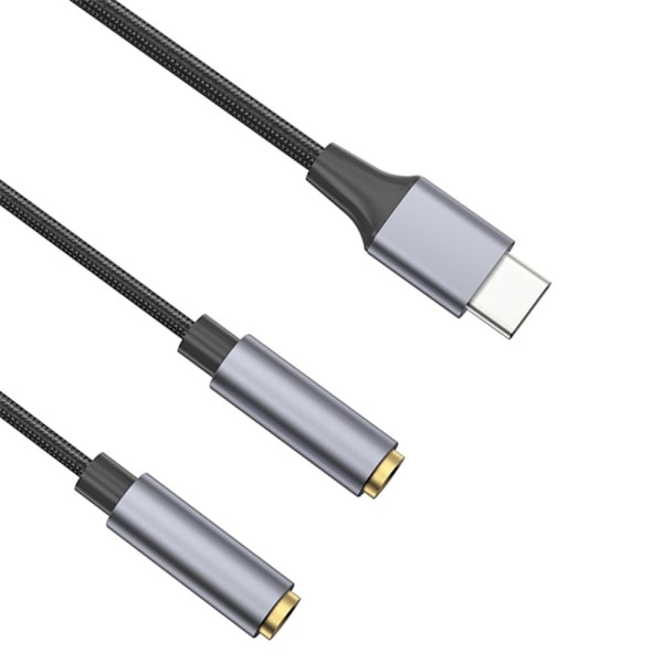 25 cm USB-C til 3,5 mm Audio Splitter-kabel Hodetelefonadapter Black