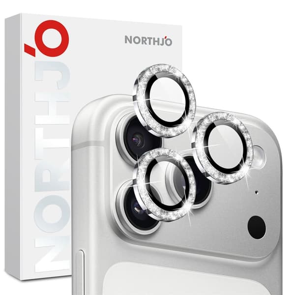 NORTHJO Glitrende kameralinsebeskytter til iPhone 18 Pro / 18 Pro Max Silver