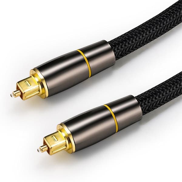 2m SPDIF 5.1 Lydkanal Optisk Kabel Lydlinje Digital Gullbelagt Black