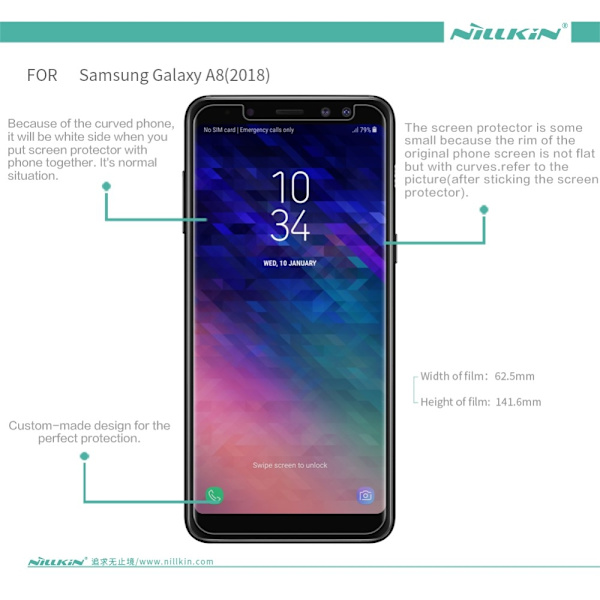 NILLKIN Screen Protector Skärmskydd för Samsung Galaxy A8 (2018) Transparent