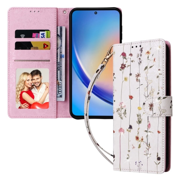 Till Samsung Galaxy A35 Plånboksfodral Blommor multifärg