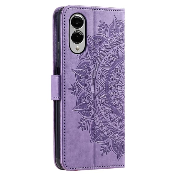 For Samsung Galaxy S25 Edge Lommebok Deksel Shell Mandala Blomstermønster Purple