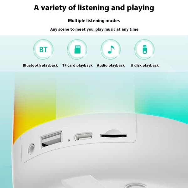 Højttaler Bluetooth Stereo Surround Trådløs Mini Subwoofer med RGB Lys - Hvid White
