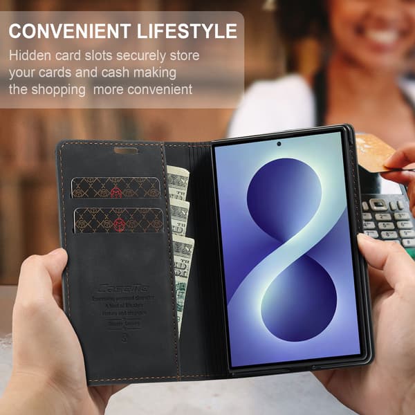 CASEME Telefonplånboksfodral med stöd till Samsung Galaxy Z Fold8 Svart