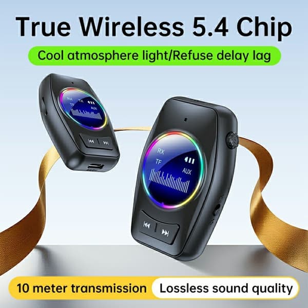 Bluetooth 5.4 lydmottaker/sender 2-i-1-adapter for trådløs lydstrømming Black