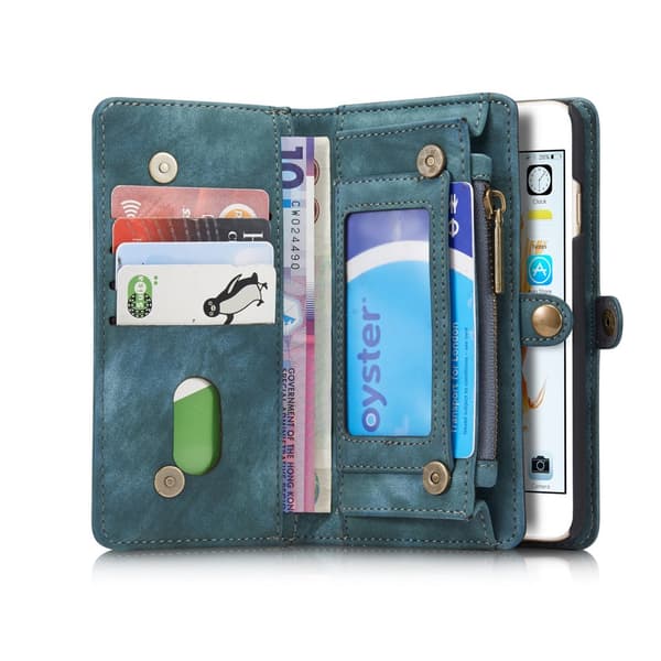 CASEME iPhone 6s 6 Retro Split Lommebok - cover I Lær - Blå Blue