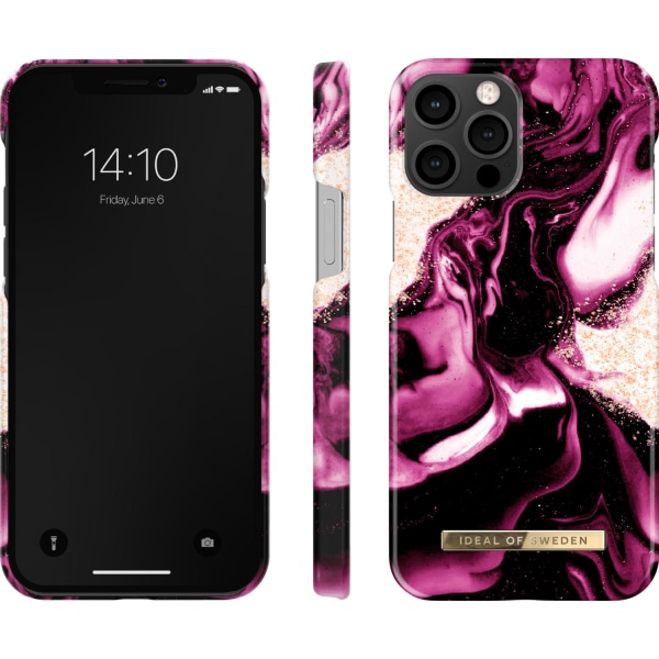 iDeal Of Sweden iPhone 13 Pro skal - Kultainen Ruby Marble Red