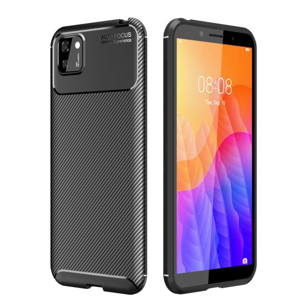 Huawei Y5p Carbon Fibre Pattern Back Cover - Black Black