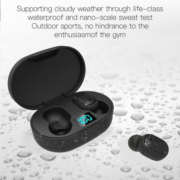 E6S Trådlösa Hörlurar HiFi-ljud Stereo Bluetooth In-Ear - Svarta Svart