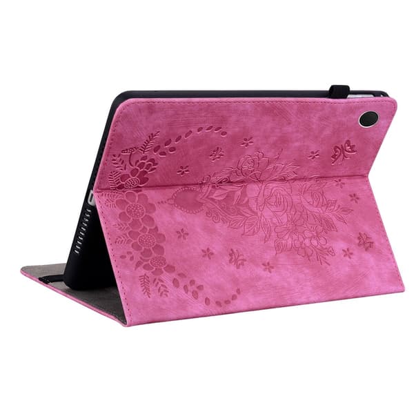 Til Samsung Galaxy Tab A11 Deksel Med Roseblomst Preging - Rose Dark pink