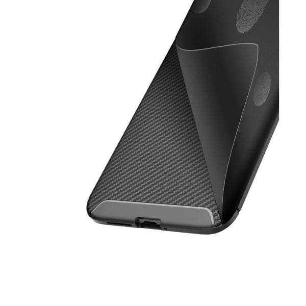 Carbon Fiber TPU Cover til Motorola Moto E6 Plus Black